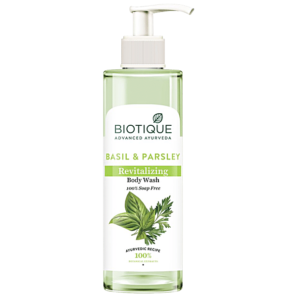 BIOTIQUE Basil Parsley Revitalizing Body Wash 100 Soap Free 200 ml