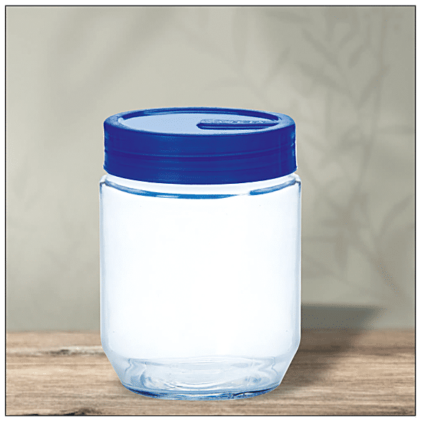 Buy Yera Glass Jar - With Blue Lid, Square, Pantry/Cookie/Snacks