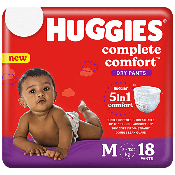 Buy Huggies Complete Comfort Dry Pants Medium (M) Size Baby Diaper Pants,with  5 in 1 Comfort Online at Best Price of Rs 304 - bigbasket