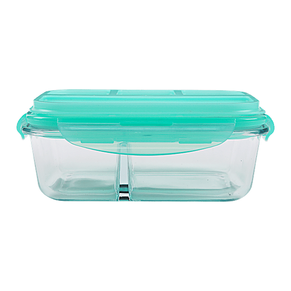 Buy BB Home Glass Lunch Box/Storage Borosilicate Container With Compartment  - Rectangular, Sea Green Online at Best Price of Rs 499 - bigbasket