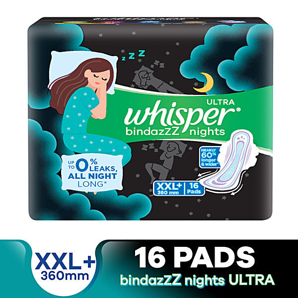 Buy Whisper Bindazzz Nights Sanitary Pads (XL+) 15's Online at