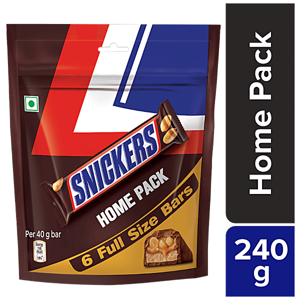 Buy Snickers Peanut Filled Chocolate Bar Home Pack With 6 Full Size ...