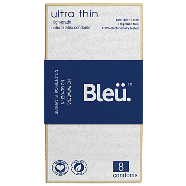 Buy Bleu Ultra Thin Condoms for Men - 8 Count  Vegan, Toxin Free & 100%  Natural Latex for Extra Sensitive Skin, Reduced Itchiness & Irritation  Online at Low Prices in India 