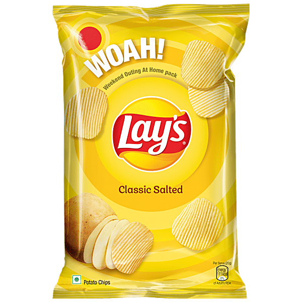 Buy Lays Potato Chips - Classic Salted Flavour, Crunchy Snacks Online ...