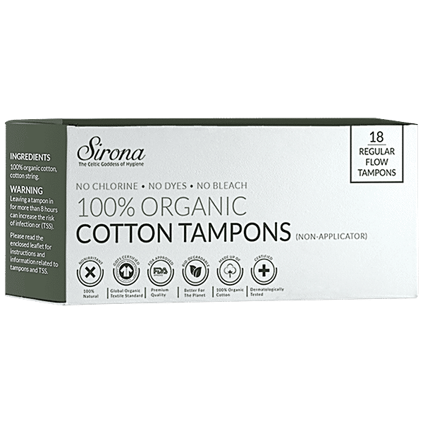 Buy Sirona 100% Organic Cotton Tampons for Heavy Flow (18 Pcs) Online @ Best  Price