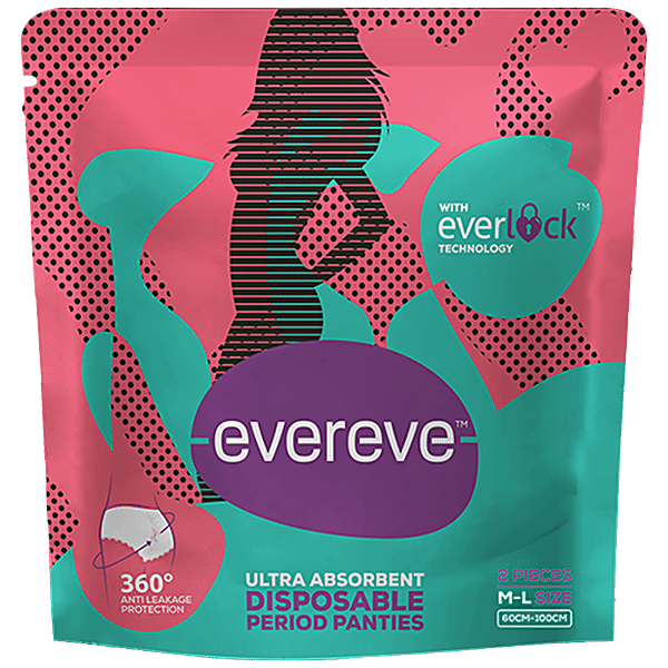 Buy Evereve Evereve Ultra Absorbent Disposable Period Panties - M - L, ,  360 Degree Anti-Leakage Protection, with Everlock Technology, 2 pcs Online  at Best Price of Rs 60 - bigbasket