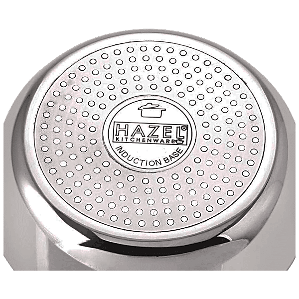 HAZEL Aluminum Deep Frying Pan Induction Base Kadai for Indian Cooking,  100oz-Silver 