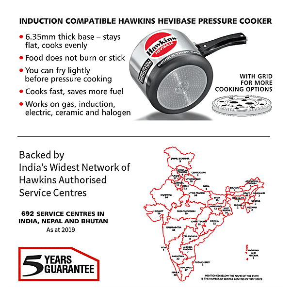 Hawkins Hevibase Aluminium Pressure Cookers, Induction Compatible