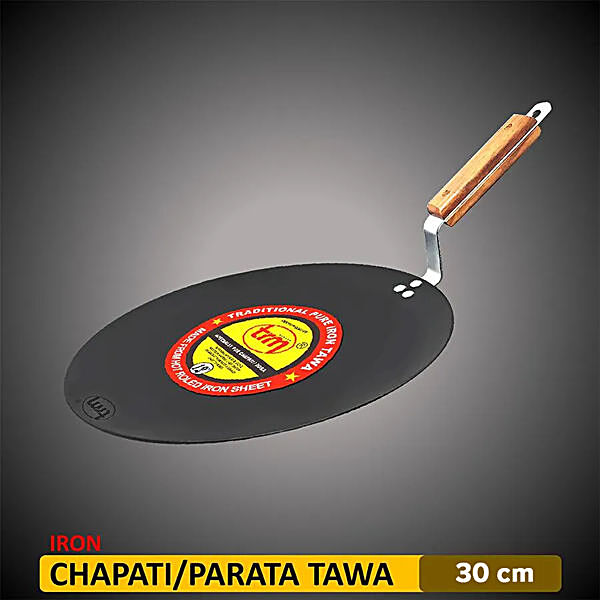 Radhna Traditional Indian Regular 12 Dia Iron Cooking Pan Roti Cooking  Tava Tawa Chapati Concave Design Easy To Cook Indian Style Cookware With