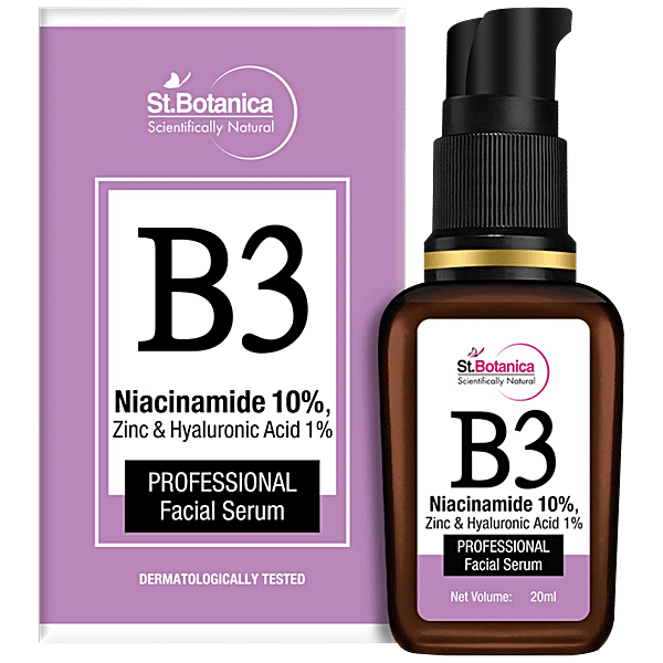 StBotanica B3 Niacinamide 10% + Zinc & Hyaluronic Acid 1% Professional Face  Serum, 20 ml