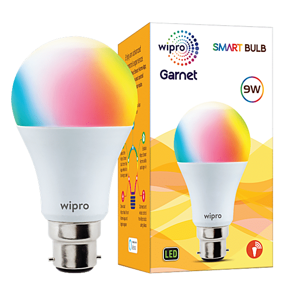 Buy Wipro Garnet 9W CCT RGB Smart Bulb B22 Wifi Enabled - Mushroom ...