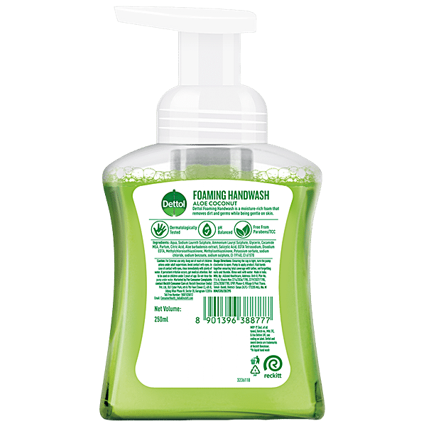 Dettol Aloe Coconut Foaming Handwash Pump, 250ml