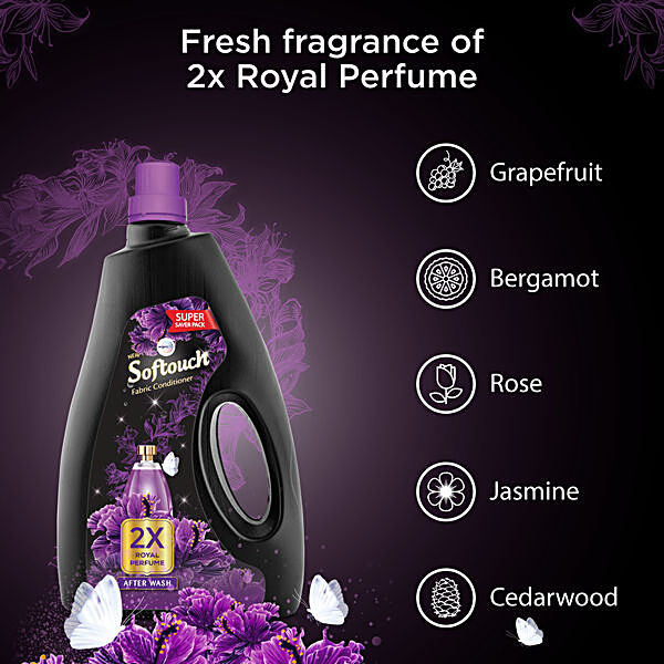 Softouch 2X French Perfume Fabric Conditioner with French Rose & Jasmine, After Wash Liquid Fabric Softener with Long-Lasting Fragrance, Suitable for  All Clothes