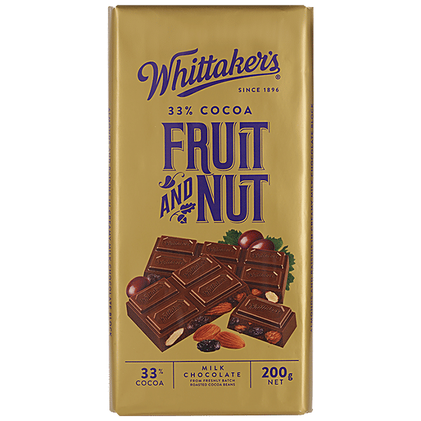 WHITTAKERS Fruit And Nut Block - 33% Cocoa, Milk Chocolate Bar, 200 g