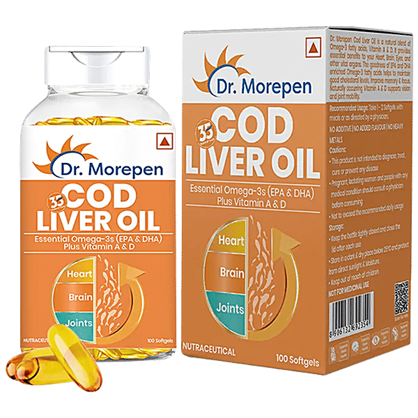 Buy Dr. Morepen COD Liver Oil Softgels Natural Omega 3 Vitamin