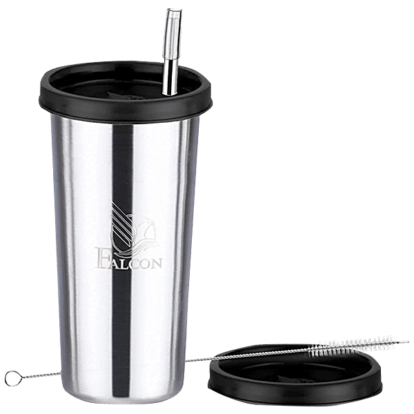 Buy PddFalcon Sipper Straw Glass - With Brush & Black Lid, Superior ...