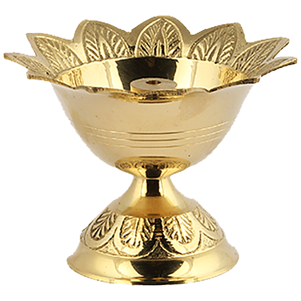 Buy Shubhkart Nitya Diya/ Golden Brass Deep - Daily Prayer Essential ...