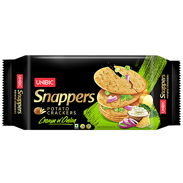 Buy UNIBIC Snappers - Potato Crackers, Cream 'N' Onion, Crispy Snack ...