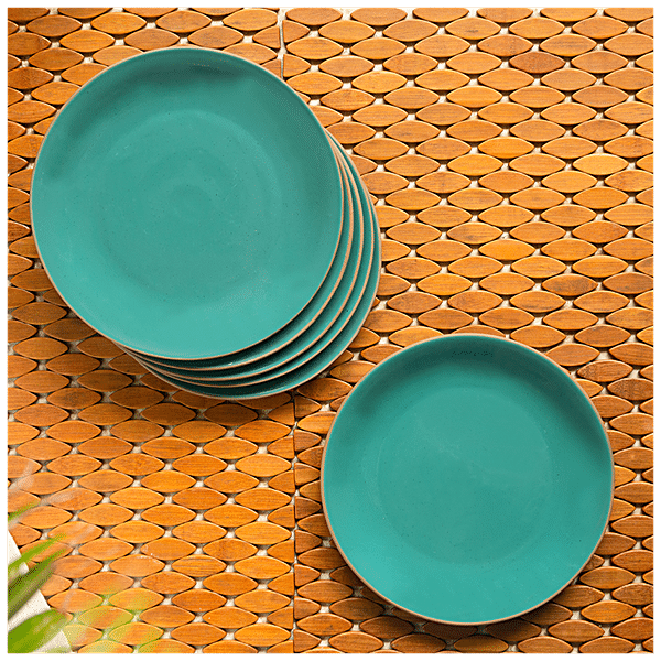 Buy ExclusiveLane Ceramic Dinner Plates - With Serving Bowls & Katoris,  Earthen Turquoise, Hand Glazed, Microwave Safe Online at Best Price of Rs  3560 - bigbasket