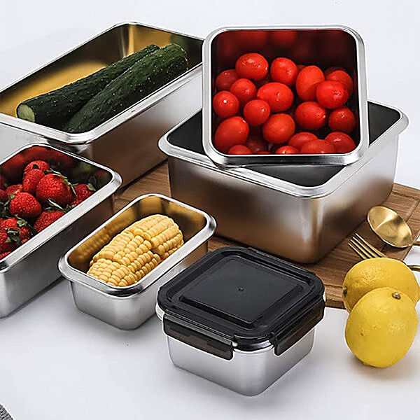 Femora Stainless Steel Container Multipurpose Lunch Box Set for Office,  Maroon, Rectangle-350 ml