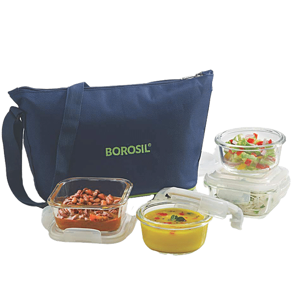 Buy Borosil Borosilicate Glass Daisy Lunch Box - Microwave Safe ...