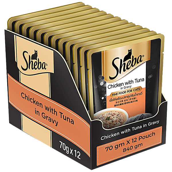 Buy SHEBA Fine Wet Cat Food Chicken With Tuna In Gravy Rich In