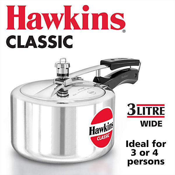  Hawkins Classic 3 liter inner lid aluminum pressure cooker,  induction cooker, wide design pan cooker, best cooker, silver (ICL3W): Home  & Kitchen