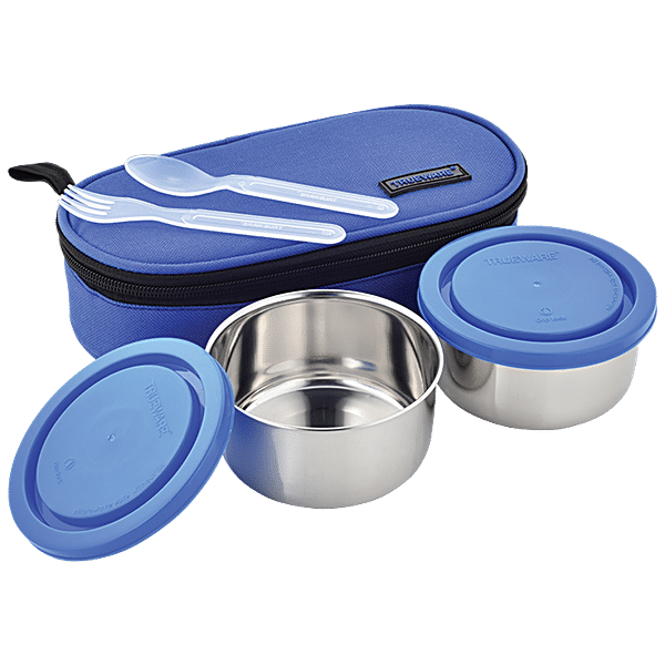 Buy Trueware Stainless Steel Lunch Box With 3 Plastic Containers ...