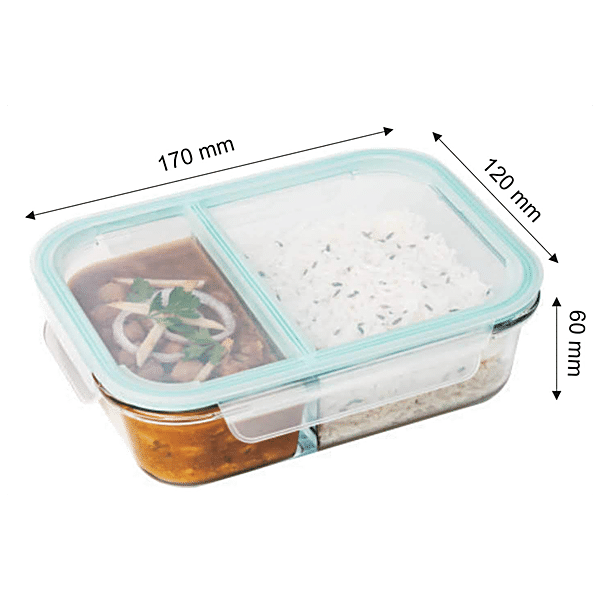 Slim Small Glass & Plastic Lunch Box Food Storage Container Airtight Tiffin  Box