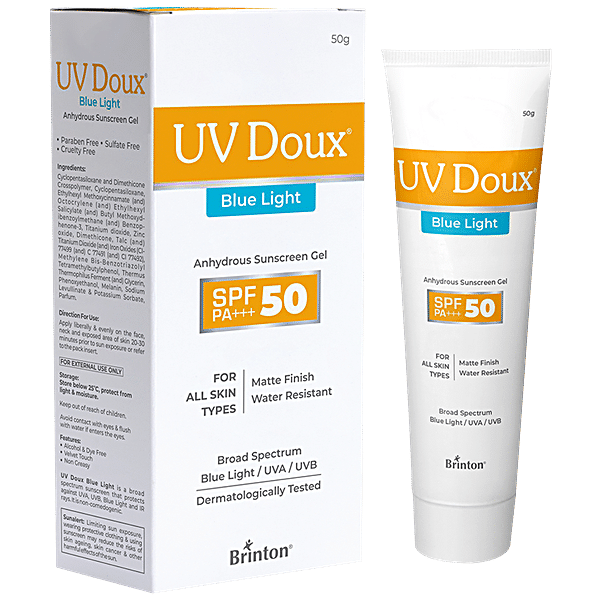 Buy Brinton Uv Doux Blue Anhydrous Sunscreen Gel With Spf Pa Uva Uvb Water Resistant