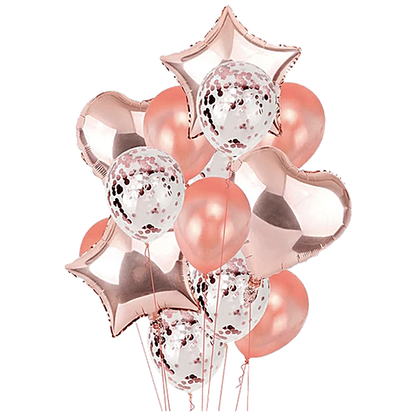 KatchOn, Clear Rose Gold Confetti Balloons Set - Pack of 21, Rose Gold  Balloons | Rose Gold Foil Balloon, Rose Gold Party Decorations | Rose Gold