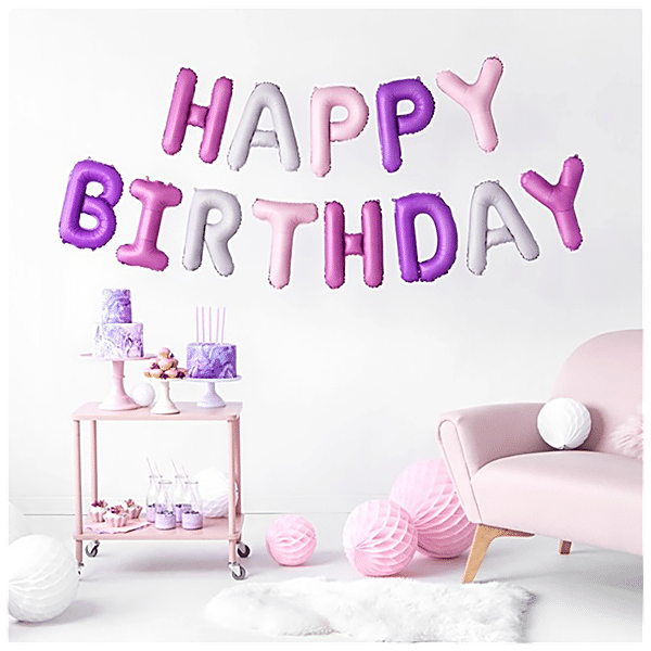 Buy CherishX Decoration Kit - Happy Birthday Letters Cursive Banner, Pink  Foil Curtain, Metallic Golden & Pink Balloons Online at Best Price of Rs  319 - bigbasket