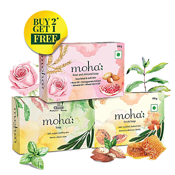 Buy Moha Multi Soap Pack Herbal Scrub Rose Almond