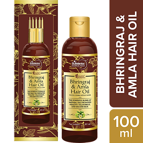 Buy Bhringraj & Amla Hair Oil With Comb Applicator 100ml Online @Best Price  - St.Botanica