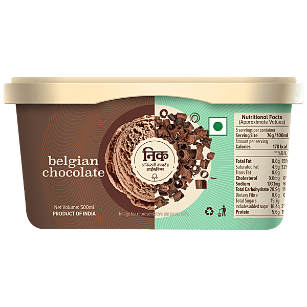 Buy NIC Belgian Chocolate Ice Cream - Zero Cholesterol & Vegetarian ...