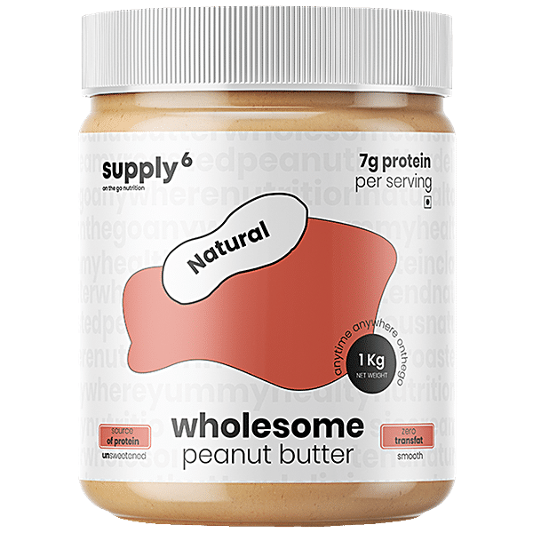 Supply6 Wholesome Peanut Butter Natural No Sweeteners Omega 6 Rich For Spread Smoothies 1 kg