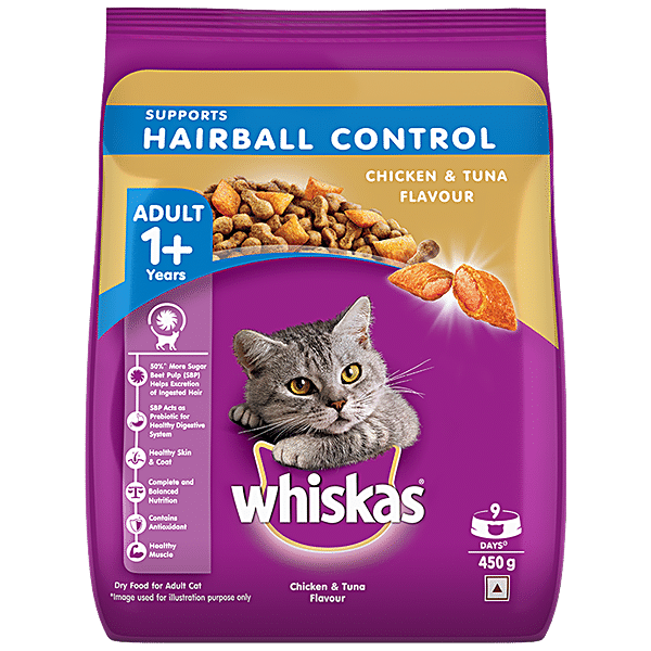 Buy Whiskas Dry Cat Food For Adult Cats Supports Hairball