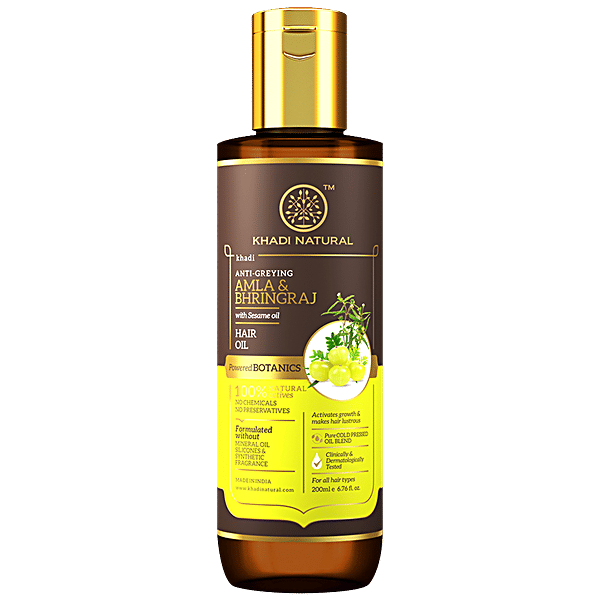 Buy Khadi Natural Amla And Bhringraj Hair Oil Powered Botanics No Chemicals Makes Hair 7534