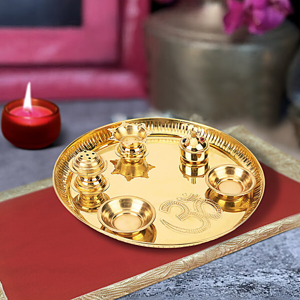 Buy Decan Puja Thali With Accessories - Jyoti, Bowls & Agardan Noor ...