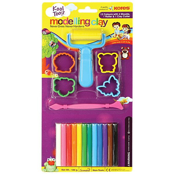 CHROME 12 Colours Modelling Clay Set With 4 Mould and 1 Roller - 12 Colours Modelling  Clay Set With 4 Mould and 1 Roller . shop for CHROME products in India.