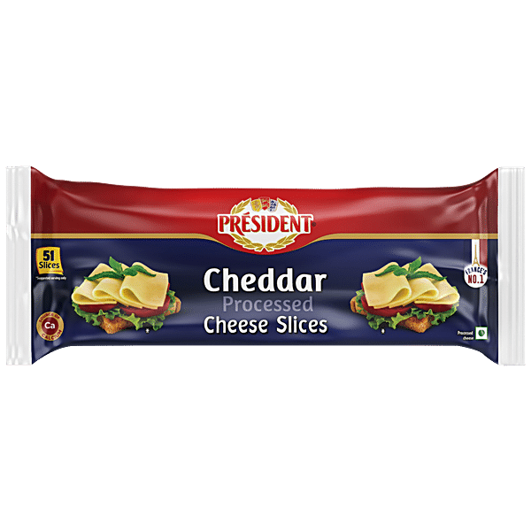 Buy PRESIDENT Cheddar Cheese Slice - Processed, Source Of Calcium ...