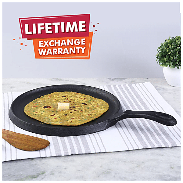 Forza 25 cm Cast-Iron Casserole with Lid | Pre-Seasoned Cookware |  Induction Friendly | 4.7 L | 3.8 mm with Lifetime Exchange Warranty