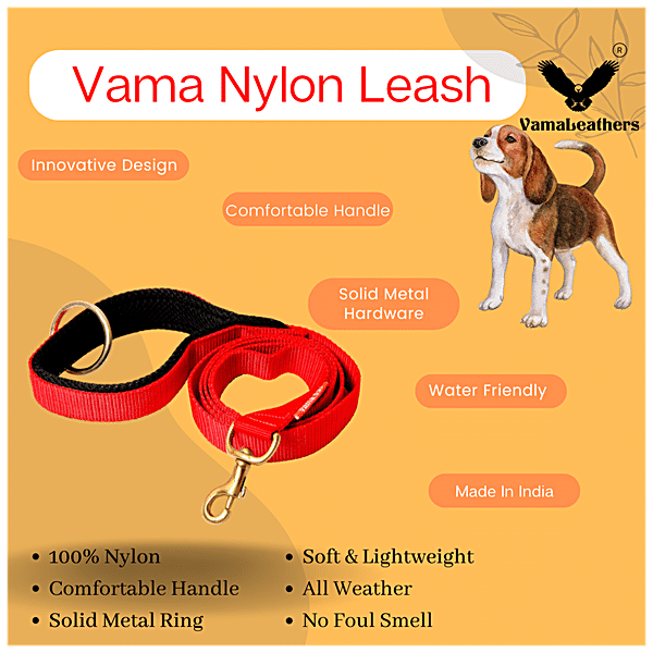 Buy Vama Leathers Nylon Leash - Durable, For Large & XL Dogs, 3 cm x 152  cm, Racing Red Online at Best Price of Rs 422.5 - bigbasket