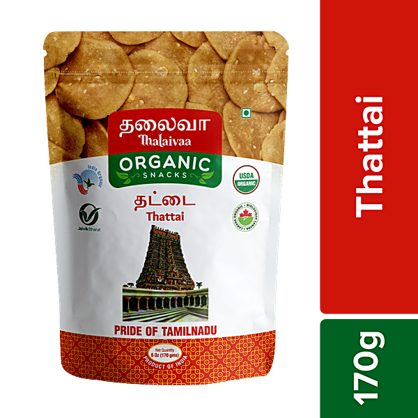 THALAIVAA ORGANIC SNACKS Thattai - No Preservatives, 170 g