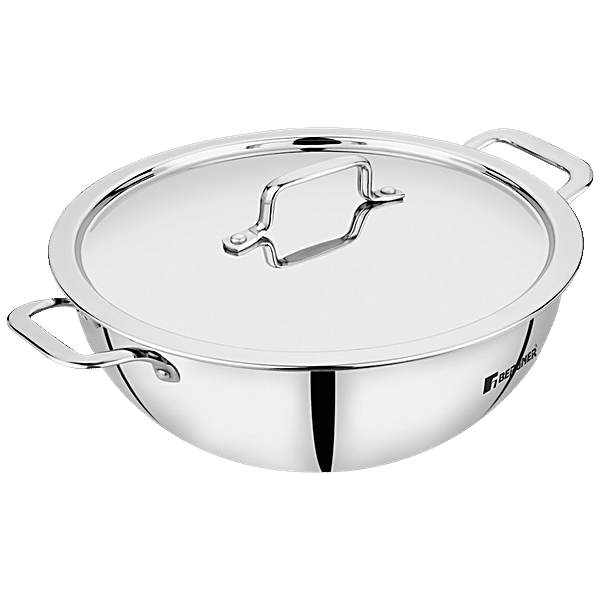 Buy Kitchen Essentials Tri Ply Stainless Steel Kadai - 3 Layer, With  Induction Base & Lid, 24 cm Online at Best Price of Rs 2199 - bigbasket