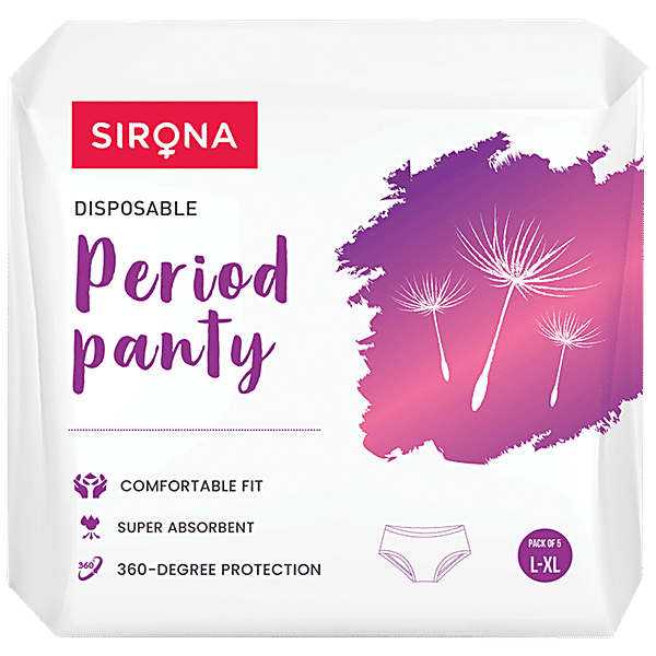 Sirona Disposable Period Panties for Women - Pack of 5 (S-M), 360