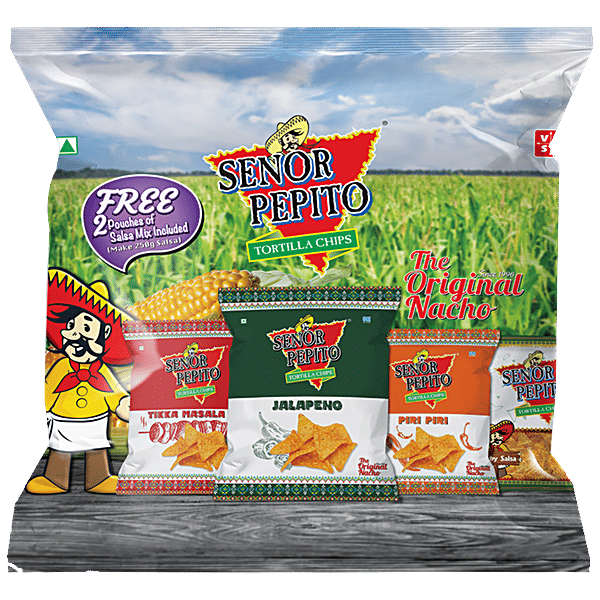 Buy Senor Pepito Tortilla Chips Jalapeno + Piri Piri + Tikka Masala