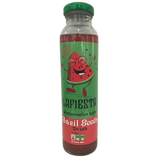 Lafiesta Watermelon Juice Basil Seeds Drink Rich In Vitamins Fibre 300 ml