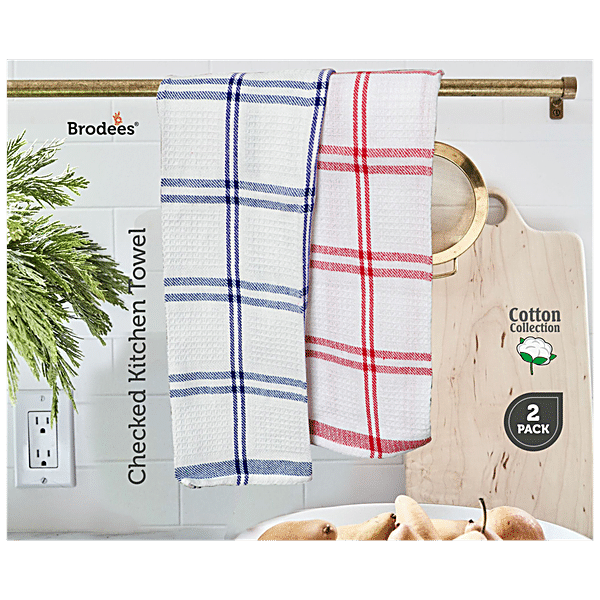 Buy Brodees Cotton Kitchen Towel - Blue, Checked, Easy Wash, 45 x 70 Cm  Online at Best Price of Rs 89 - bigbasket