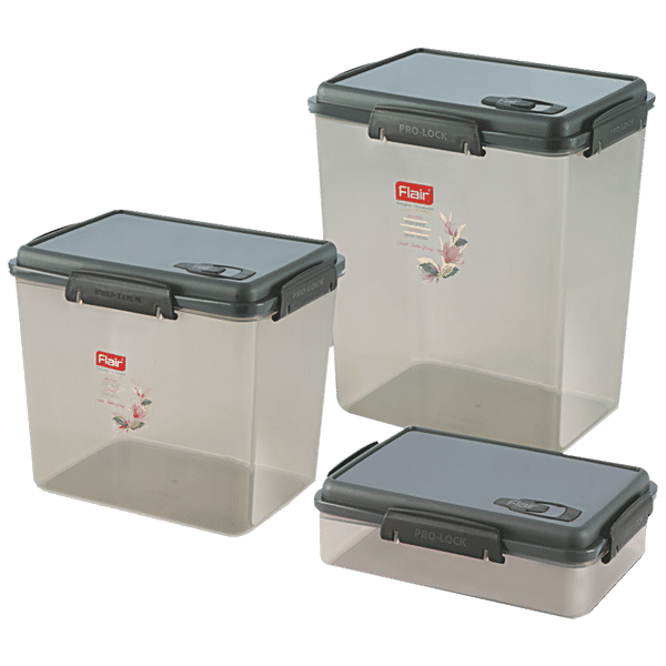 Buy Flair Plastics Pro Lock Side Lock Rectangle Container Grey Online At Best Price Of Rs